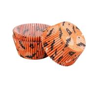 Zenker Set 50 Pirottini in Carta per Cupcake e Muffin, Tema Halloween con Pipistrelli e Fantasmini, pirottini per muffin e cupcake Resistenti al Calore 220°C, Carta Certificata FSC, Monouso, Ø7x3 cm