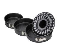 Zenker Set di 2 stampi per mancata + 1 per Savarin Collection Black Metallic, Cerniera, Rotondo, Acciaio Nero, Diametri 20 cm + 24 cm + 28 cm