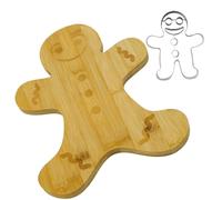 Zenker Set Natale Tagliere Omino di Pan di Zenzero in Bambù e Formina per Biscotti in Acciaio Inox, Ideale per Dolci Natalizi, Salumi e Formaggi