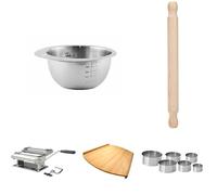 Zenker Set pasta fatta in casa, 5 pezzi, macchina per la pasta, mattarello e spianatoia in legno, coppapasta e mixing bowl