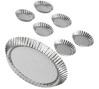 Zenker Set Stampo per Crostata e Torta in Banda Stagnata Professionale e 6 Stampi da forno monoporzione da 9,5 cm - Stampi da Forno Resistenti a 230°C per Crostate Classiche, Quiche e Tartellette