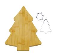 Zenker Set Tagliere in Bambù a Forma di Albero di Natale e 2 Tagliabiscotti in Acciaio Inox, Decorazioni Natalizie per Biscotti e Antipasti, Set cucina natalizia