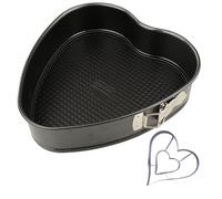Zenker Set Tortiera a Cerniera a Cuore Antiaderente 27x25 cm (230°C) + Tagliabiscotti Linzer in Acciaio Inox a Forma di Cuore, Perfetto per Torte, Crostate e Biscotti Ripieni