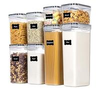 zenlavia Set di barattoli da 8 pezzi, ermetici e contenitori per cucina e dispensa, impilabili per farina, pasta, cereali e snack