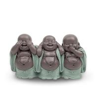 Zen'Light - Statuetta 3 Bonzes saggezza - Decorazione Zen e Feng Shui - per creare un'atmosfera rilassante e spirituale - Idea regalo portafortuna - Larghezza: 15,5 cm - Colore: verde e marrone