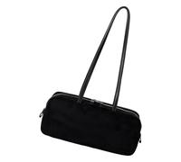 Zenlir Borsa a tracolla vintage in pelle scamosciata, design retrò, borsa multiuso per donne, lavoro e casual, borsa retrò ascellare, Nero , One Size