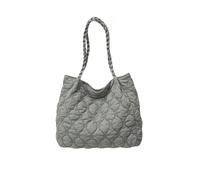 Zenlir Borsa da ufficio moderna trapuntata pratica in cotone per donne con interni spaziosi e design ergonomico per il trasporto, in cotone leggero, grigio, One Size