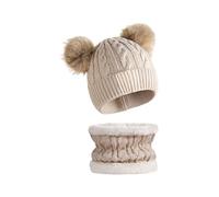 Zenlir Caldo cappello per bambini scaldacollo combinato leggero materiali acrilici morbidi elastici per attività all'aperto cappello lavorato a maglia per bambini, Beige, Taglia unica