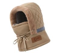 Zenlir Cappello elastico con scaldacollo foderato in pile per sci, escursionismo e spostamenti quotidiani attività all'aperto, copricapo invernale unisex, cachi, Taglia unica