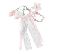 Zenlir Portachiavi con ciondolo a forma di stella con nastro e perline per la decorazione della borsa con inserto fotografico unico design cornice portachiavi gioielli, B