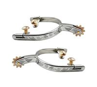 Zenlir Puntura Western in Bronzo Vintage con Dettagli in Argento Tedesco Attrezzatura da Addestramento Equestre Piastre Decorative in Metallo Speroni per Cavallo