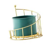 Zenlir Vaso da fiori in ceramica piccolo contenitore per fiori da interno con telaio in ferro per piante grasse vasi per la decorazione di piante moderne vasi per piante