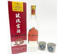 ZenMarket Set Grappa di Rose Ristorante Cinese d'Alta Qualità, Liquore di Rose Cinese, 2 Bicchierini in Ceramica, Mei Kui Lu (54% Vol.), 500ml