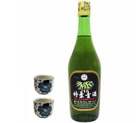 ZenMarket Set Liquore di Bambù, Liquore di Bambù Ristorante Cinese, 2 Bicchierini in Ceramica, 45% VOL, Grappa di bambù, 500ml
