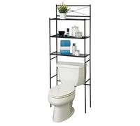 Zenna Home Mensola portaoggetti per WC, colore nero, in metallo, con 3 ripiani, si adatta sopra il WC, salvaspazio, con design a croce, facile da montare