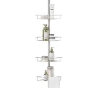 Zenna Home Tension Pole Shower Caddy 4 Basket Shelves with Built-in Towel Bars, Adjustable, 60 to 97 Inch, Satin Nickel