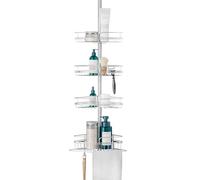 Zenna Home Tension Pole Shower Caddy Corner Organizer, Adjustable Standing Shower Caddy with 4 Baskets and Built in Towel Bar, Rust Resistant Bathroom Tension Rod Organizer, 60 to 97 Inch, Chrome