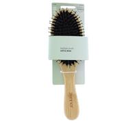 Zenner Spazzola ovale con manico in bambù, spazzola a cuscino con setole sintetiche morbide al settanta percento e 30% perni in nylon, punte antistatiche, per capelli fini e medi, naturale