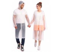 ZENO Impermeabile Pioggia (Set da 2) - Poncho Pioggia Riutilizzabile con Cappuccio e Bottoni a Pressione - Leggero e Resistente - Mantella Antipioggia per Uomo e Donna - Design Trasparente Unisex