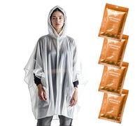 ZENO Poncho Antipioggia Donna e uomo - Poncho Impermeabile Uomo e donna - Mantella Antipioggia - Poncho Antipioggia Trekking, campeggio, festival, bicicletta - Confezione da 4 - Edizione Orange Glow
