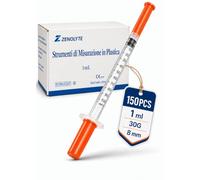 ZENOLYTE 30G 8mm Strumenti di Misura in Plastica Multiuso, 150 PZ | 1 ml Misure precise ed efficaci, confezione individuale, per misure in laboratorio, fai da te, ricarica inchiostro