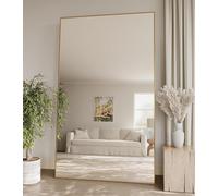 ZenoMirris Specchio a corpo intero ad angolo retto, 90x200 cm, Specchio a corpo intero con cornice in lega di alluminio, in vetro temperato, adatto per soggiorno, camera da letto, bagno, ecc., Oro