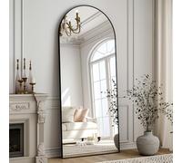 ZenoMirris Specchio intero 150 x 40 cm, a forma di arco, con cornice in alluminio, specchio da pavimento e da parete da appoggiare, appoggiare o appendere, per camera da letto e soggiorno, nero