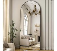 ZenoMirris Specchio intero 162 x 53 cm, a forma di arco, con cornice in alluminio, specchio da pavimento e da parete da appoggiare, appoggiare o appendere, per camera da letto e soggiorno, nero
