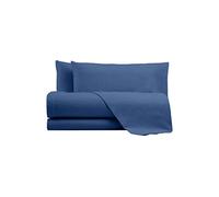 Zenoni & Colombi | Set Lenzuola Completo Letto in 100% Puro Cotone Piazza e mezzo | Compreso di lenzuola sopra, lenzuola sotto e federa, 100% Made in Italy (Blu Navy)