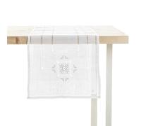Zenoni & Colombi Striscia Centro Tavola Ricamato a Mano Donatello Made in Italy Puro Lino (40x135cm)