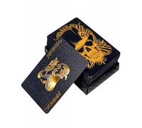 ZenoScope Carte da Gioco Impermeabili in Plastica, 1 Mazzo Poker Nero Oro, Professionali per Burraco, Scala 40, Viaggio e Blackjack