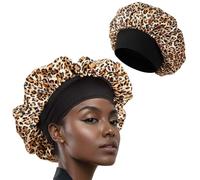 ZENQARI 1 Pezzo Cuffia da notte di raso Impedisce Nodelli e Danni Notturni ai Capelli Adatto per Tutti i Tipi di Capelli Donne (Con Stampa Leopardo)