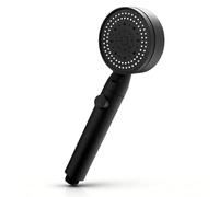 ZENQARI 1 Soffione Doccia, Testa Alta Pressione 5 Regimi, Pulsante Stop Istantaneo, ABS, 25x9cm Nero, Per Bagno Famiglia, Pet Shower