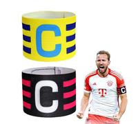 ZENQARI 2 Pezzi Fascia da Capitano Calcio Striscia in Nylon a Chiusura Regolabile Bracciale da Capitano di Calcio per Bambini, Adulti e Adolescenti per Diversi Sport (Giallo/Nero)