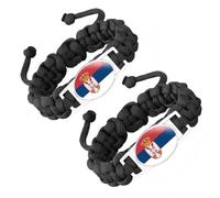 ZENRUIMING 2 braccialetti con bandiera della Serbia in corda intrecciata fatta a mano, braccialetto regolabile con bandiera attorcigliata in cristallo, souvenir da viaggio, accessorio per il giorno