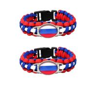 ZENRUIMING 2 braccialetti con bandiera russa in corda intrecciata fatta a mano, multistrato, con bandiera incrociata, per eventi sportivi, tifo patrioti, giorno nazionale, accessori