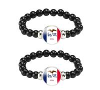 ZENRUIMING 2 braccialetti con perline nere con bandiera dello stato dell'Iowa, braccialetto regolabile elastico con bandiera degli Stati Uniti