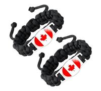 ZENRUIMING 2 braccialetti intrecciati a mano con bandiera del Canada, braccialetto regolabile in vetro di cristallo, souvenir di viaggio del Canada, accessorio per il giorno del patriota