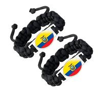 ZENRUIMING 3 braccialetti in corda intrecciata con bandiera dell'Ecuador, stile etnico creativo, regolabile, fatto a mano, multistrato, intrecciati, in cristallo intrecciato, souvenir da viaggio in