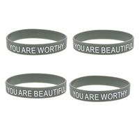 ZENRUIMING 4 braccialetti motivazionali in silicone con scritta "You are Beautiful You are Worthy" per uomini e donne, ottimistici, per attività all'aperto, casual, per amici, familiari, colleghi