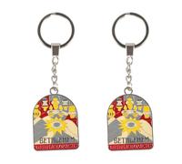 ZENRUIMING Confezione da 2 portachiavi souvenir di Betlemme, set di portachiavi in lega - design luogo di nascita di Gesù, regalo religioso da viaggio per pellegrinaggio cristiano e visitatori della