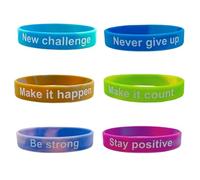 ZENRUIMING Confezione da 6 braccialetti motivazionali in silicone - Nuova sfida, non mollare mai, farlo accadere, farlo contare, essere forte, rimanere positivo