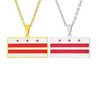 ZENRUIMING Set di 2 collane con ciondolo rettangolare in acciaio inossidabile con bandiera Washington DC, per uomini e donne, gioielli City Pride oro e argento, regalo patriottico per gli amanti di