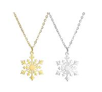 ZENRUIMING Set di 2 collane in acciaio inossidabile con ciondolo a forma di fiocco di neve, unisex, stile minimalista, per uomini e donne, elegante regalo di purezza ed eternità ispirato all'inverno