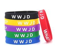 ZENRUIMING WWJD, 6 braccialetti in gomma con scritta in lingua inglese "What would Jesus Do Outdoor", gioielli cristiani cattolici ispiratori per uomini e donne, accessori per battesimo, chiesa, feste