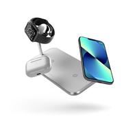 Zens Dual+Watch Wireless Charger, Bianca | Caricatore Wireless 10W per iPhone/Apple Watch e Dispositivi Qi, Adattatore da 24 W (EU/UK/US), Cavo da 1,5 m