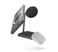 Zens Office Wireless Charger 2, Wireless & MagSafe e Compatibile Qi2 da 15 W per iPhone Air/17/16/15/14/13/12 e AirPods, Adattatore da 24 W Incluso (EU/UK/US) Con Cavo da 1,5 m Integrato, Nero