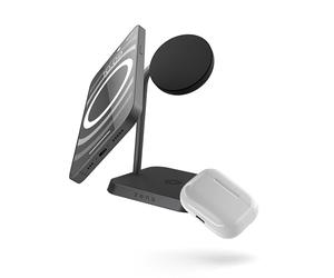 Zens Office Wireless Charger 2, Wireless & MagSafe e Compatibile Qi2 da 15 W per iPhone Air/17/16/15/14/13/12 e AirPods, Adattatore da 24 W Incluso (EU/UK/US) Con Cavo da 1,5 m Integrato, Nero