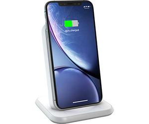 ZENS Qi Certified Stand Aluminium Wireless Charger White, Supports Fast Wireless Charging with up to 10 Watts - Built-in USB port for iPad or other device - Works with all Qi-ready phones