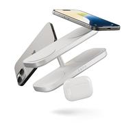 Zens Quattro Wireless Charger Pro 4, Adattatore Wireless MagSafe e Qi2 da 15 W per iPhone/AirPods, Adattatore da 65 W Incluso (EU/UK/US) Con Cavo da 1,5 m Integrato, Bianco